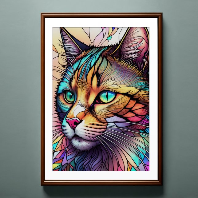 Affiche Aquarelle en verre teint Style Cat II 2:3 (Créateur téléchargé)