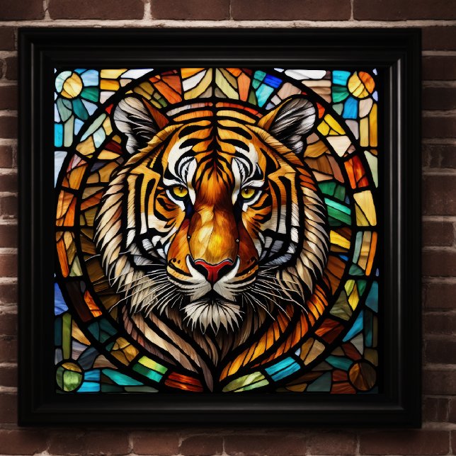 Affiche Aquarelle en verre tendu Tigre (Créateur téléchargé)