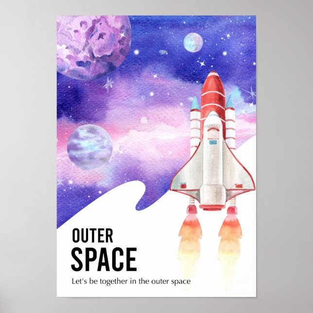 Affiche Aquarelle Espace Galaxie Astronaut (Devant)