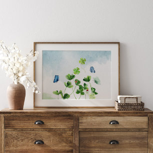 Affiche Aquarelle et papillons