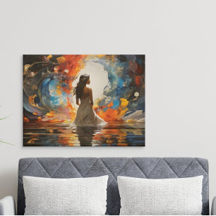 Affiche Aquarelle Ethérée Femme Abstraite dans l'eau