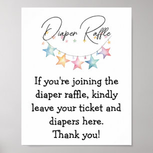 Affiche Aquarelle Étoiles Baby shower Déchets Raffle