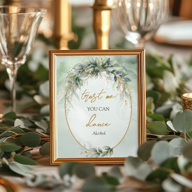 Affiche Aquarelle eucalyptus boho Faites-moi confiance vou (Watercolor eucalyptus boho Trust me you can dance Poster)