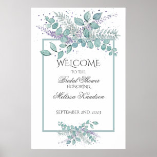 Affiche Aquarelle Eucalyptus Green Bridal Bienvenue