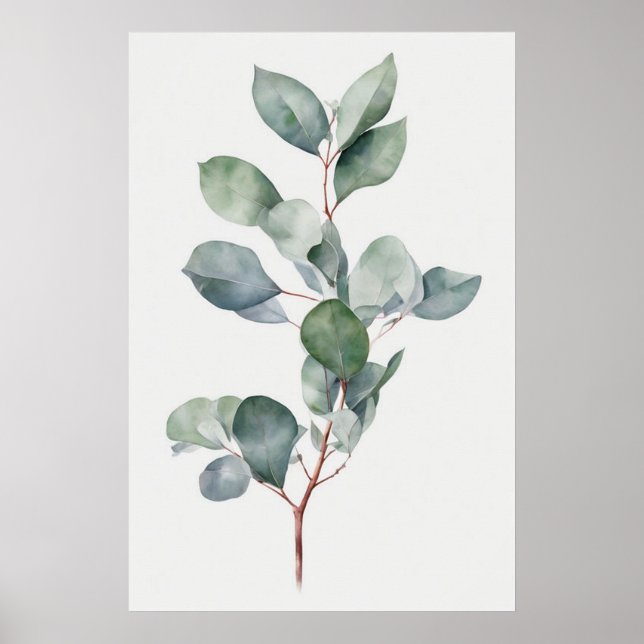 Affiche Aquarelle Eucalyptus Imprimer Mur Art, 1 de jeu (Devant)