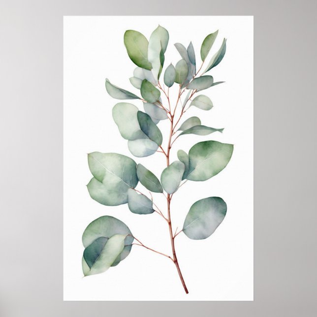 Affiche Aquarelle Eucalyptus Imprimer Mur Art, 2 de jeu (Devant)