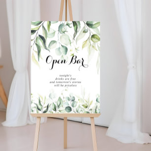 Affiche Aquarelle Eucalyptus Verdure Mariage Open Bar