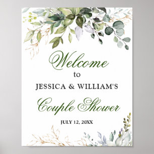 Affiche Aquarelle Eucalyptus Vert Couples Douche Signal