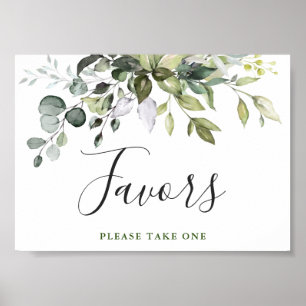 Affiche Aquarelle Eucalyptus Vert Mariage Faveur Signal