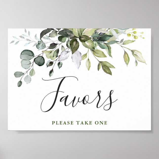Affiche Aquarelle Eucalyptus Vert Mariage Faveur Signal (Devant)