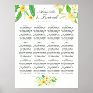 Affiche Aquarelle exotique Frangipani Mariage Carte de siè