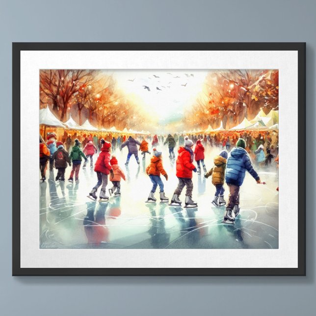Affiche Aquarelle extérieure patinoire (Créateur téléchargé)