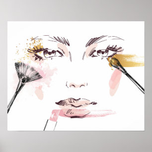 Affiche Aquarelle face maquillage