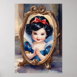 Affiche Aquarelle Fairytale Bébé Blanche neige