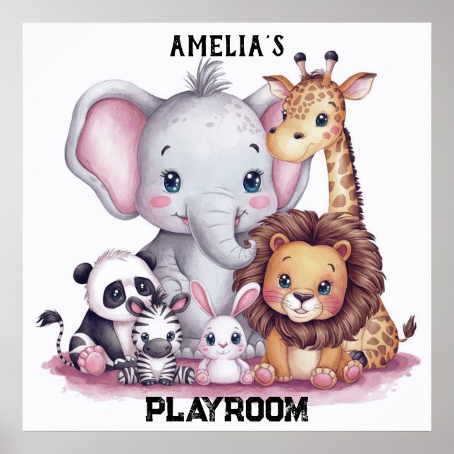 Affiche Aquarelle famille d'animaux sauvages#6 (Devant)