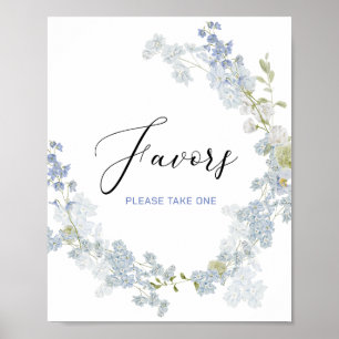 Affiche Aquarelle favorise les fleurs bleu delphinium Baby