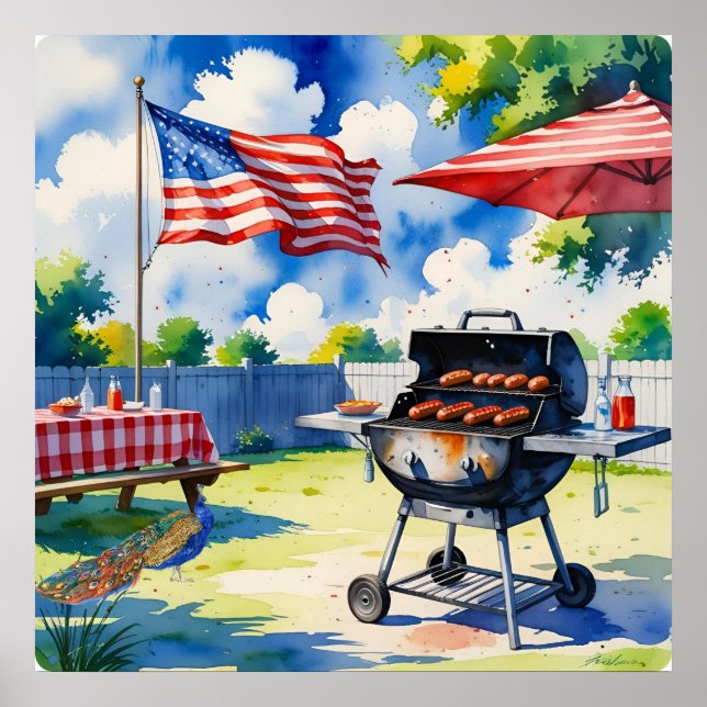 Affiche Aquarelle Festive BBQ (Devant)