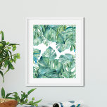 Affiche Aquarelle Feuilles tropicaux<br><div class="desc">Apportez un style tropical audacieux à votre espace avec ce tableau de feuilles de monstère vibrant, un design d'aquarelle fraîche par l'artiste d'aquarelles de Floride Victoria Grigaliunas. Doté de l'emblématique plante de fromage suisse dans des tons riches de vert et de turquoise, cet imprimé d'art botanique est parfait pour un...</div>