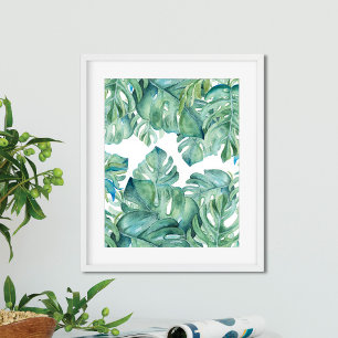 Affiche Aquarelle Feuilles tropicaux