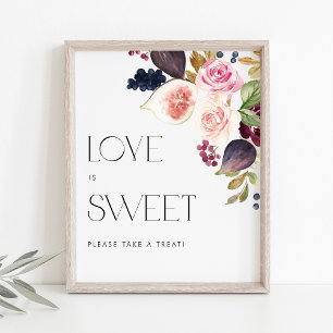Affiche Aquarelle Figés et Berry Floral Love is Sweet
