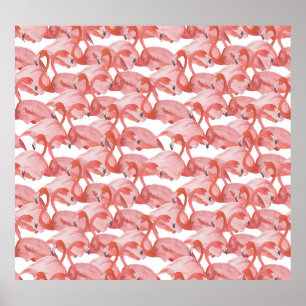 Affiche Aquarelle Flamant rose : petit Motif sans couture