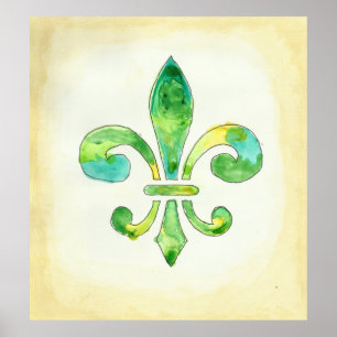 Affiche Aquarelle Fleur De Lis