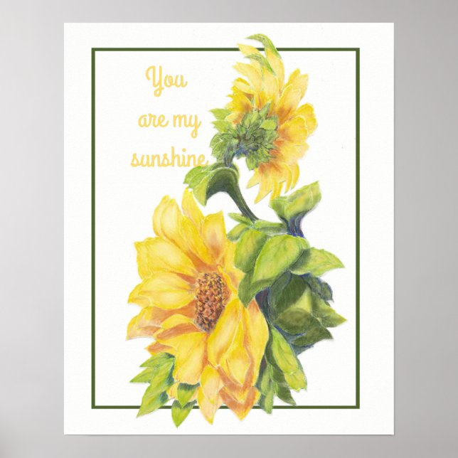 Affiche Aquarelle Fleur de tournesol Vous êtes Sunshine (Devant)