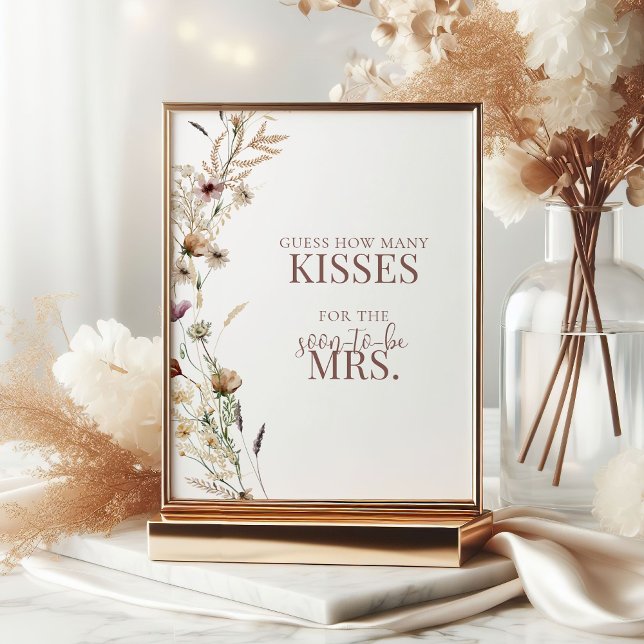 Affiche Aquarelle Fleur sauvage douche Combien de baisers  (Créateur téléchargé)