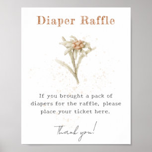 Affiche Aquarelle Fleur sauvage Edelweiss Déchets Raffle