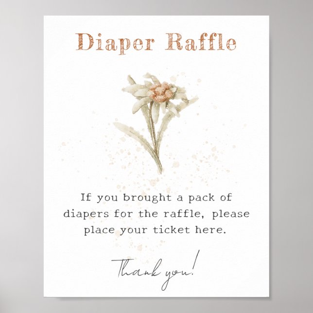 Affiche Aquarelle Fleur sauvage Edelweiss Déchets Raffle (Devant)