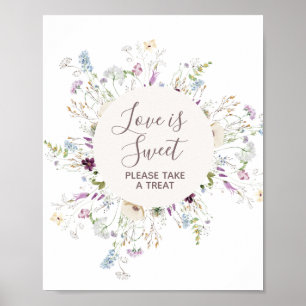 Affiche Aquarelle fleur sauvage L'amour est signe doux