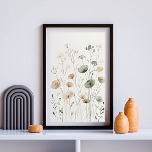 Affiche Aquarelle Fleur sauvage neutre I