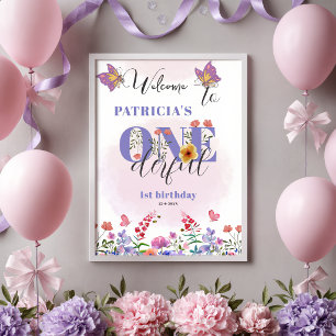 Affiche Aquarelle Fleur Sauvage Onederful Anniversaire de 