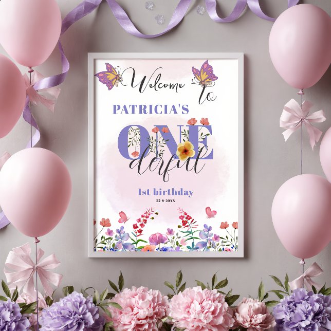 Affiche Aquarelle Fleur Sauvage Onederful Anniversaire de  (Créateur téléchargé)