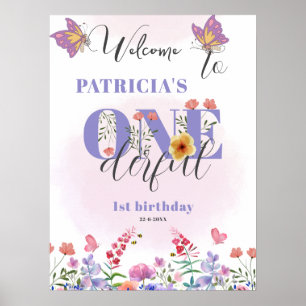 Affiche Aquarelle Fleur Sauvage Onederful Anniversaire de