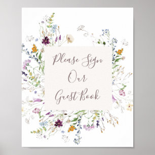 Affiche Aquarelle fleur sauvage S'il vous plaît signer not