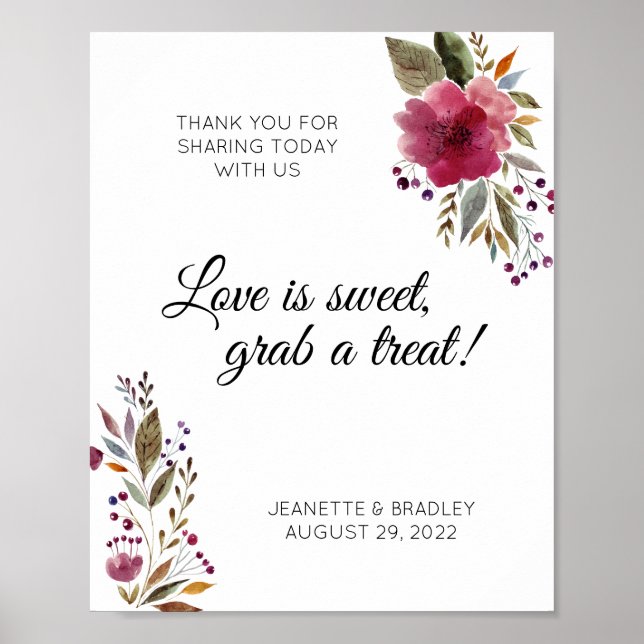 Affiche Aquarelle Fleurs Bourgogne Végétal Buffet de bonbo (Devant)