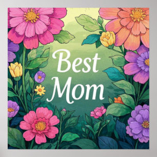 Affiche Aquarelle Fleurs colorées