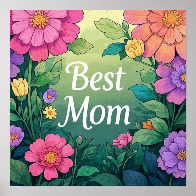 Affiche Aquarelle Fleurs colorées (Devant)