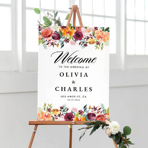 Affiche Aquarelle Fleurs d'automne Mariage de automne Bien
