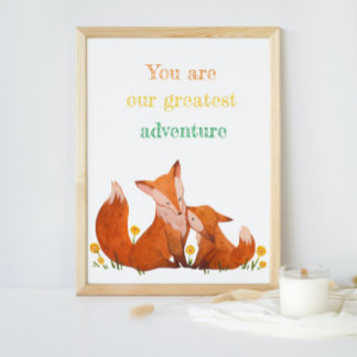Affiche Aquarelle Fleurs Fox Et Citations D'Enfants Nurser