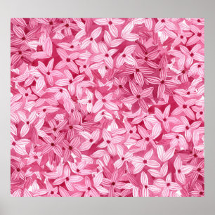 Affiche Aquarelle fleurs lilas : arrière - plan rose