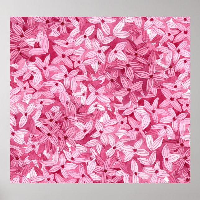 Affiche Aquarelle fleurs lilas : arrière - plan rose (Devant)