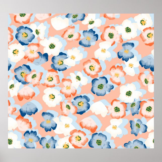 Affiche Aquarelle Fleurs minuscules : Motif Vintage (Devant)