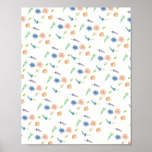 Affiche Aquarelle Fleurs Sauvages Art Original
