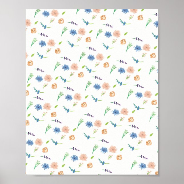 Affiche Aquarelle Fleurs Sauvages Art Original (Devant)