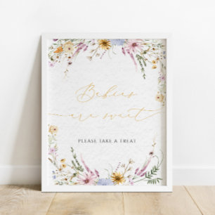 Affiche Aquarelle Fleurs sauvages mignons Bébés sont doux