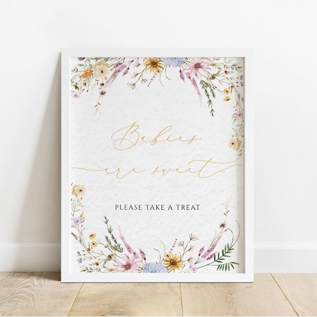Affiche Aquarelle Fleurs sauvages mignons Bébés sont doux  (Créateur téléchargé)