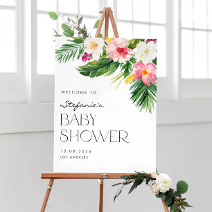 Affiche Aquarelle Fleurs tropicales Baby shower d'été