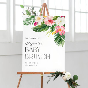 Affiche Aquarelle Fleurs tropicales Été Bébé Brunch